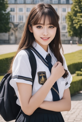 穿着校园制服的亚洲学生美女图片